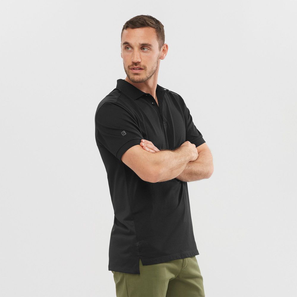 Salomon OUTLIFE TECH POLO M Camisetas Hombre - Negras - Colombia (75381-PDHL)